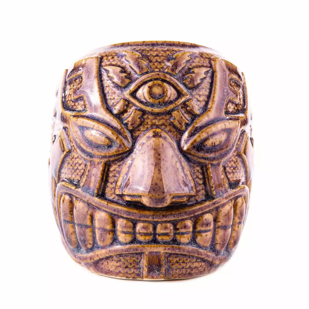 Mike Bonanno Tikis El Ojo Fantastico Tiki Mug - El Heroe Mugullado Variant 1 Mike Bonanno Tikis El Ojo Fantastico Tiki Mug - El Heroe Mugullado Variant