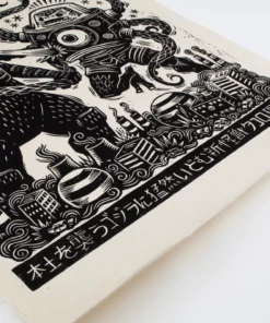 Attack Peter Godzilla Vs. Takoro Linocut Poster Posters