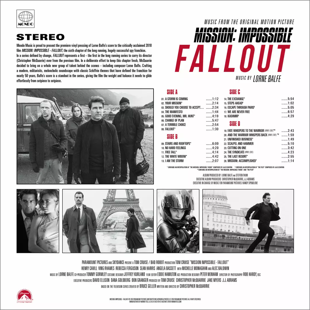 Lorne Balfe Mission: Impossible – Fallout – Music From The Original Motion Picture 2XLP 5 Lorne Balfe Mission: Impossible – Fallout – Music From The Original Motion Picture 2XLP